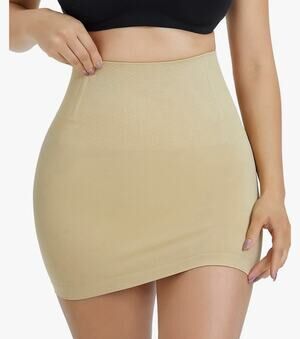 High Waist Half Slip Seamless Shapewear Dresses Black And Beige Size L